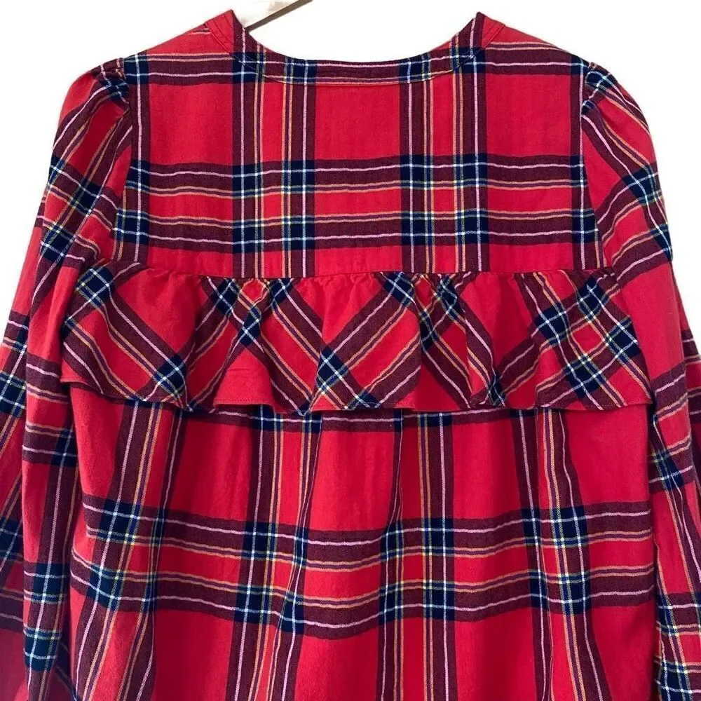 J.crew plaid flannel ruffle top
